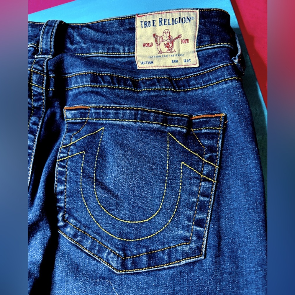 True Religion Jeans Indigo Blue Denim Pants Jennie Curvy Mid Rise Skinny 33
